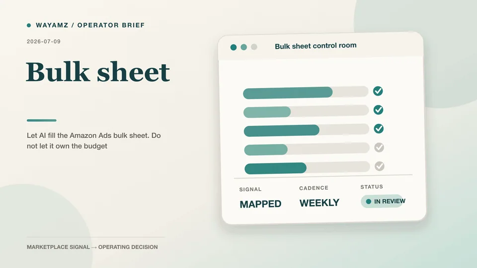 Let AI fill the Amazon Ads bulk sheet. Do not let it own the budget visual summary