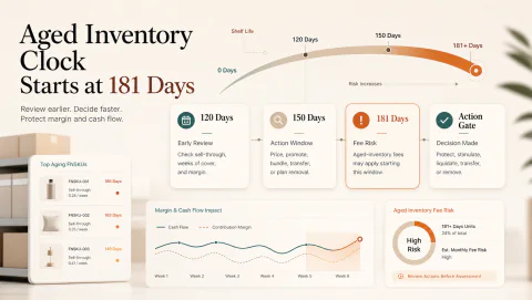 Amazon's aged-inventory clock now starts at 181 days visual summary