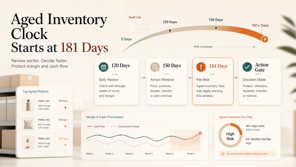 Amazon's aged-inventory clock now starts at 181 days visual summary