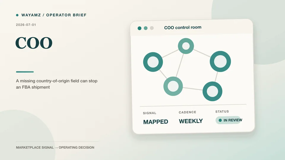 A missing country-of-origin field can stop an FBA shipment visual summary