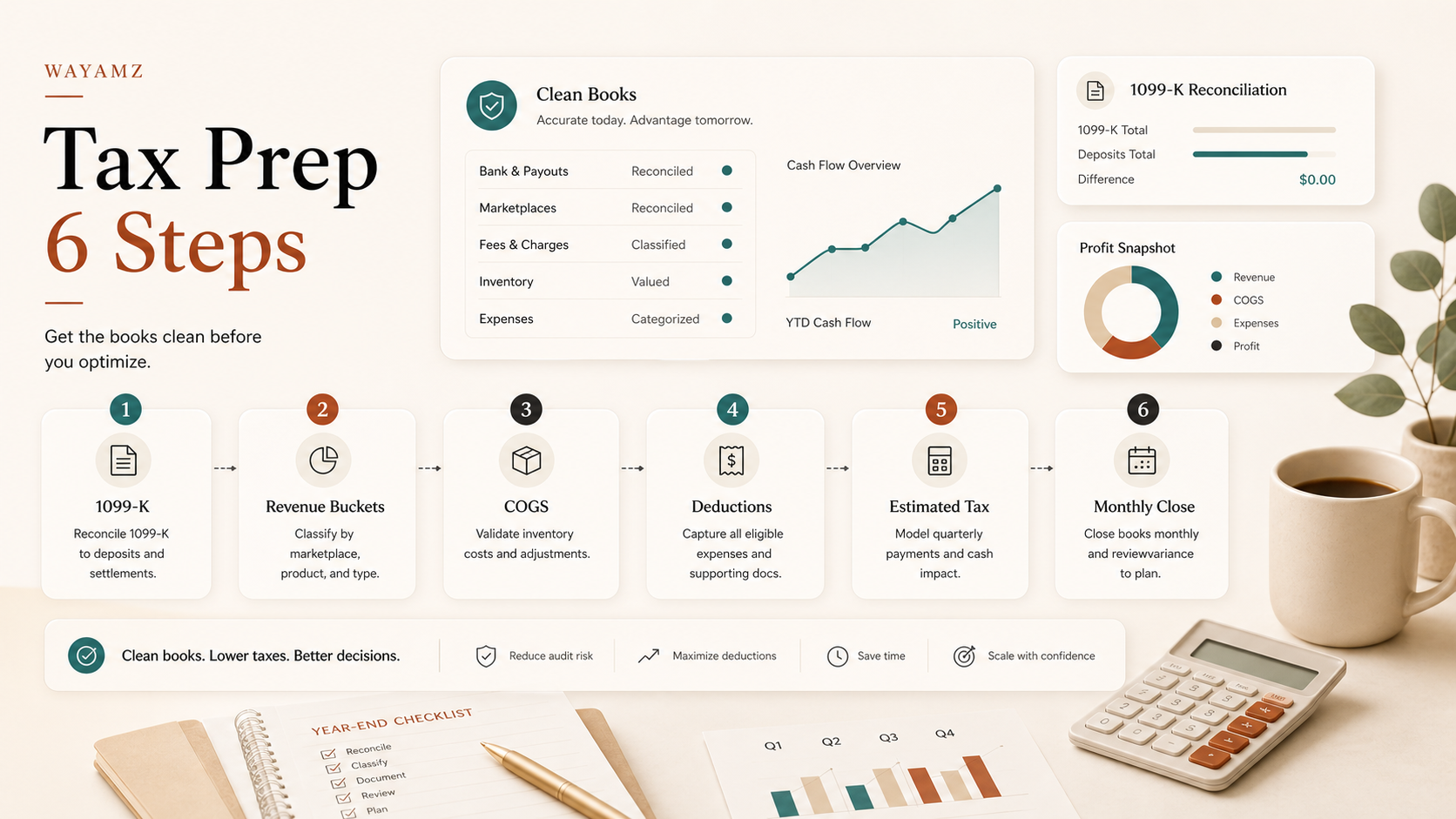 Amazon US seller tax prep in 6 steps: get the books clean before you optimize visual summary