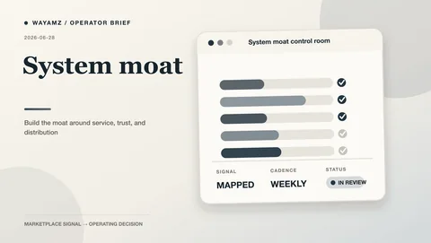 Build the moat around service, trust, and distribution visual summary