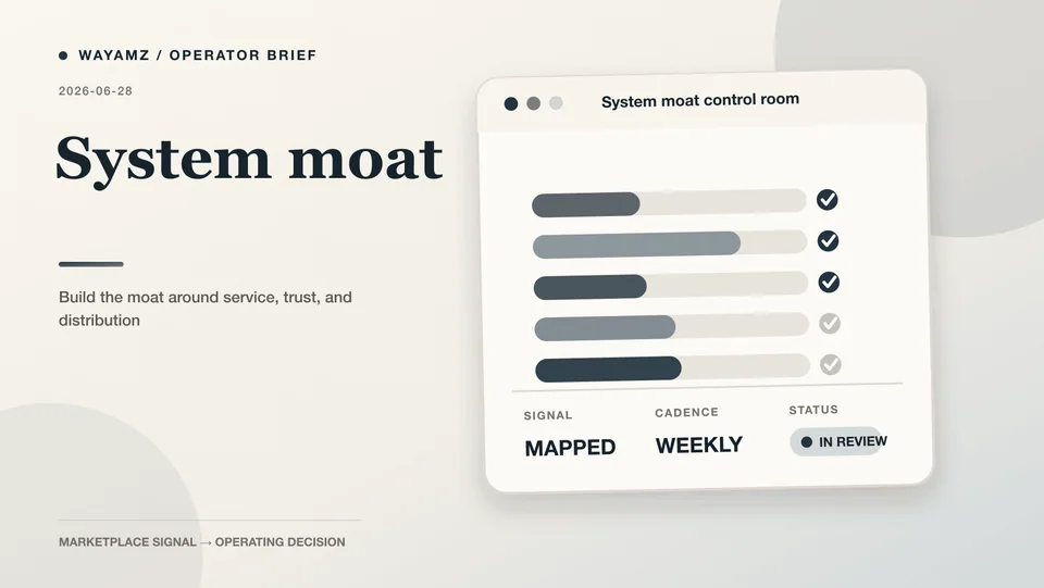 Build the moat around service, trust, and distribution visual summary