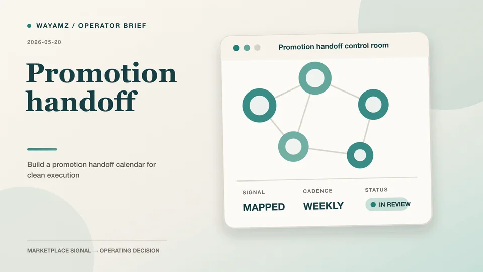 Build a promotion handoff calendar for clean execution visual summary