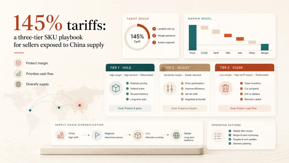 145% tariffs: a three-tier SKU playbook for sellers exposed to China supply visual summary