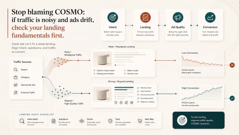 Stop blaming COSMO: if traffic is noisy and ads drift, check your landing fundamentals first visual summary