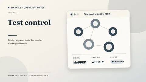 Design keyword tests that survive marketplace noise visual summary